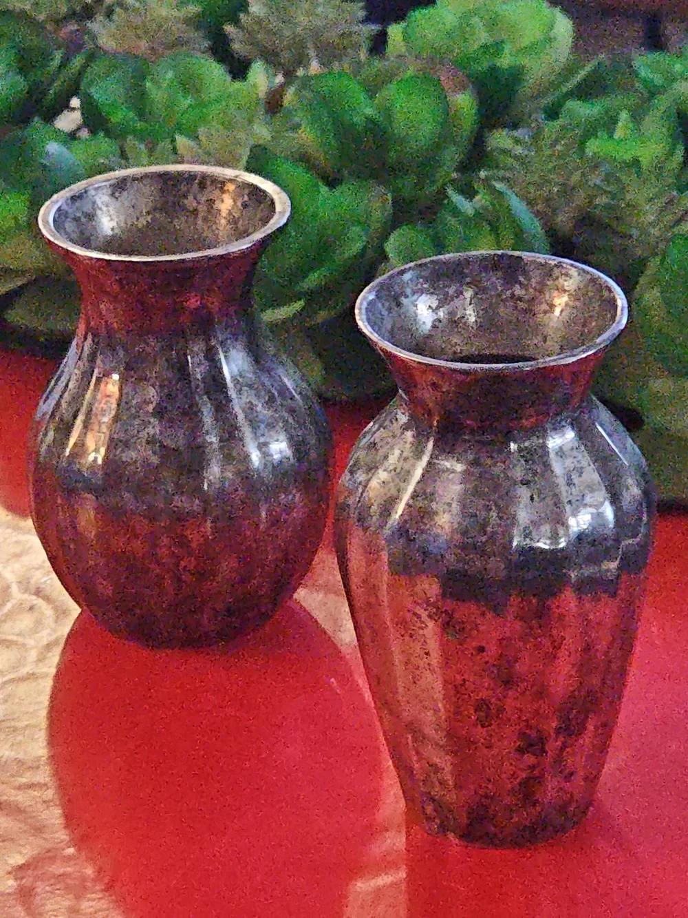 Restoration Hardware Silver-Tone Fluted Decorative Vases - Set of 2